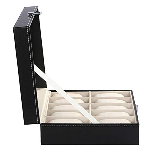 PU Leather 10-Slot Watch Display Case - Elegant Black Watch Box Organizer for Men and Women