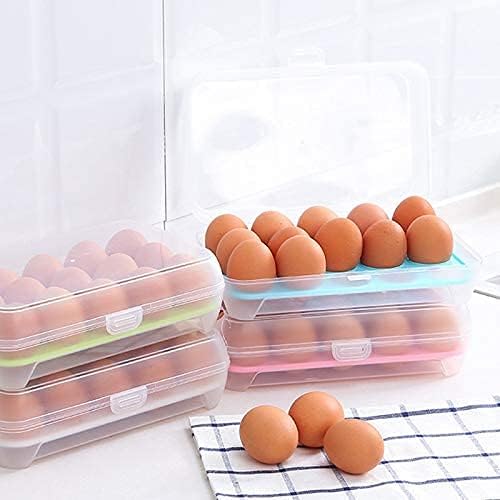 15-Grid Egg Storage Box – Transparent Refrigerator Tray with Locking Lid, Plastic Egg Carry Case (Pack of 1)