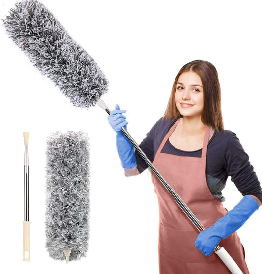 100 Inch Microfiber Feather Duster with Extendable Pole Handle for high areas, window blinds,