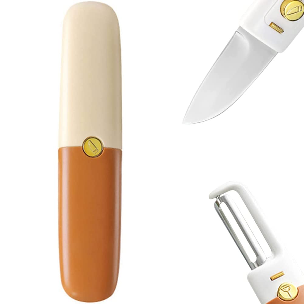 2 in 1 Stainless Steel Fruit Knife and Peeler With Multicolor Sheath