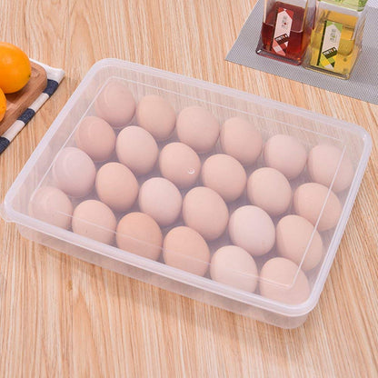 24-Grid Egg Storage Box – Rectangular Stackable Egg Tray for Refrigerator, Kitchen, and Pantry (31x23x6 cm, Pack of 1)