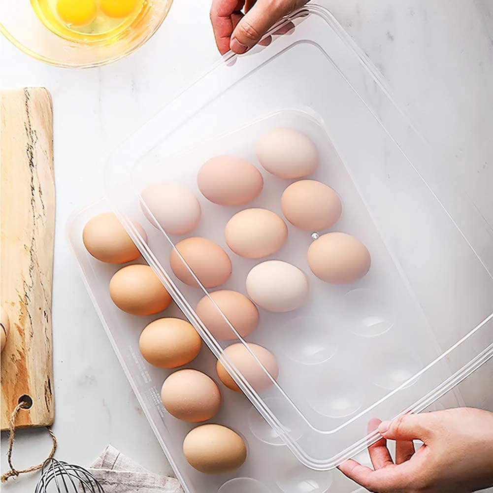 24-Grid Egg Storage Box – Rectangular Stackable Egg Tray for Refrigerator, Kitchen, and Pantry (31x23x6 cm, Pack of 1)