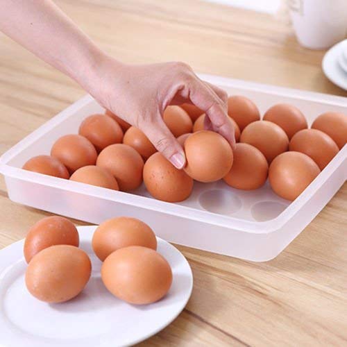 24-Grid Egg Storage Box – Rectangular Stackable Egg Tray for Refrigerator, Kitchen, and Pantry (31x23x6 cm, Pack of 1)