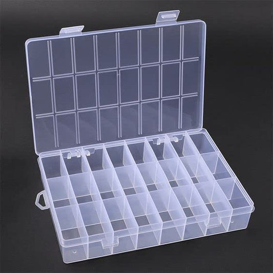 Adjustable 24-Grid Jewellery Organizer | Transparent Storage Box for Hardware Nails, Earrings, and Medicines