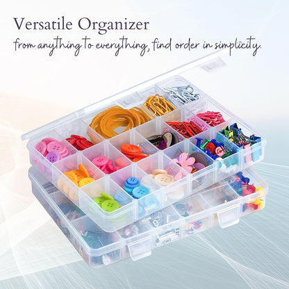 Adjustable 24-Grid Jewellery Organizer | Transparent Storage Box for Hardware Nails, Earrings, and Medicines