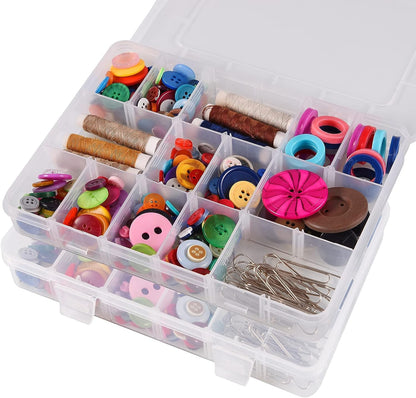 Adjustable 24-Grid Jewellery Organizer | Transparent Storage Box for Hardware Nails, Earrings, and Medicines