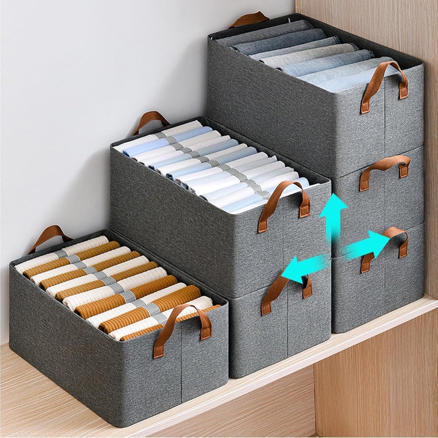 2 Pcs Foldable Storage Box for Clothes with Steel Frame Wardrobe Organizer 26 Liter