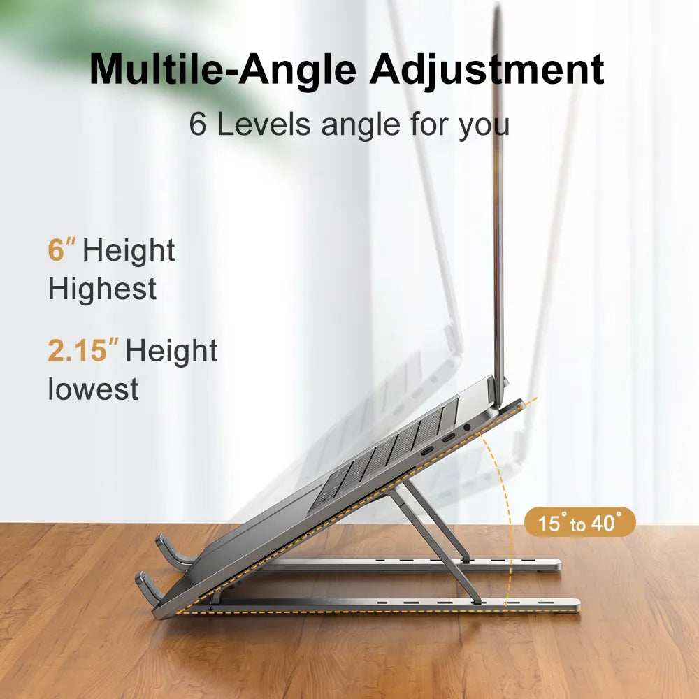 Laptop Tablet Stand Fold-Up Adjustable, Ventilated, Portable Holder For Desk Aluminum