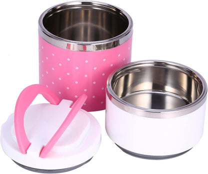 2 Layer Stainless Steel Insulation Thermal Lunch Box pink