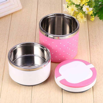 2 Layer Stainless Steel Insulation Thermal Lunch Box pink