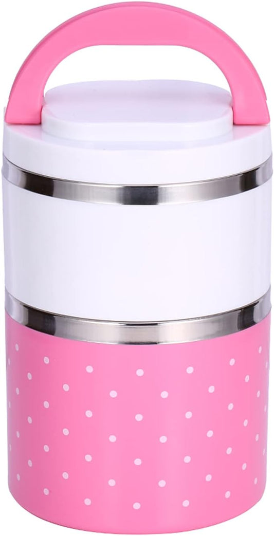 2 Layer Stainless Steel Insulation Thermal Lunch Box pink