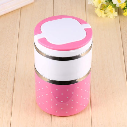 2 Layer Stainless Steel Insulation Thermal Lunch Box pink