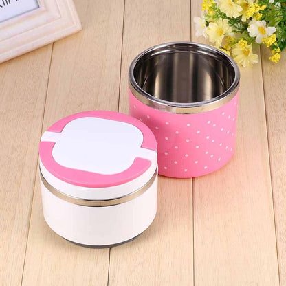 2 Layer Stainless Steel Insulation Thermal Lunch Box pink