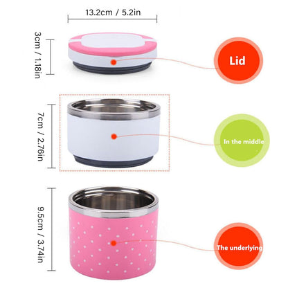 2 Layer Stainless Steel Insulation Thermal Lunch Box pink