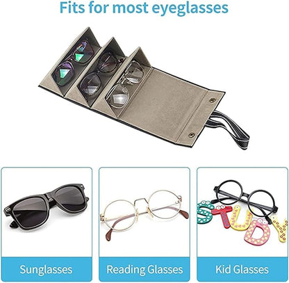 3 Slot Sunglasses Organizer Box - Portable Folding Eyewear Holder for Men and Women