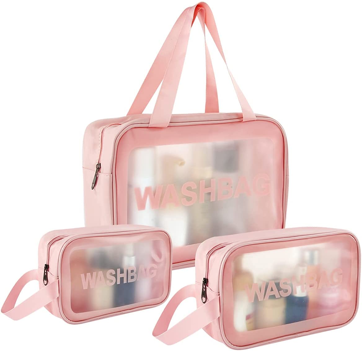 Clear Toiletry Bag - Waterproof PVC Cosmetic Bag with Zipper, Portable Carry Pouch for Women Men