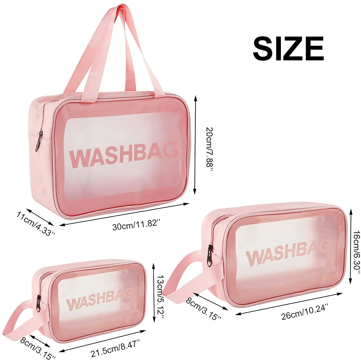 Clear Toiletry Bag - Waterproof PVC Cosmetic Bag with Zipper, Portable Carry Pouch for Women Men