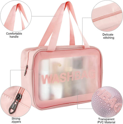 Clear Toiletry Bag - Waterproof PVC Cosmetic Bag with Zipper, Portable Carry Pouch for Women Men