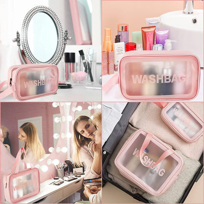 Clear Toiletry Bag - Waterproof PVC Cosmetic Bag with Zipper, Portable Carry Pouch for Women Men