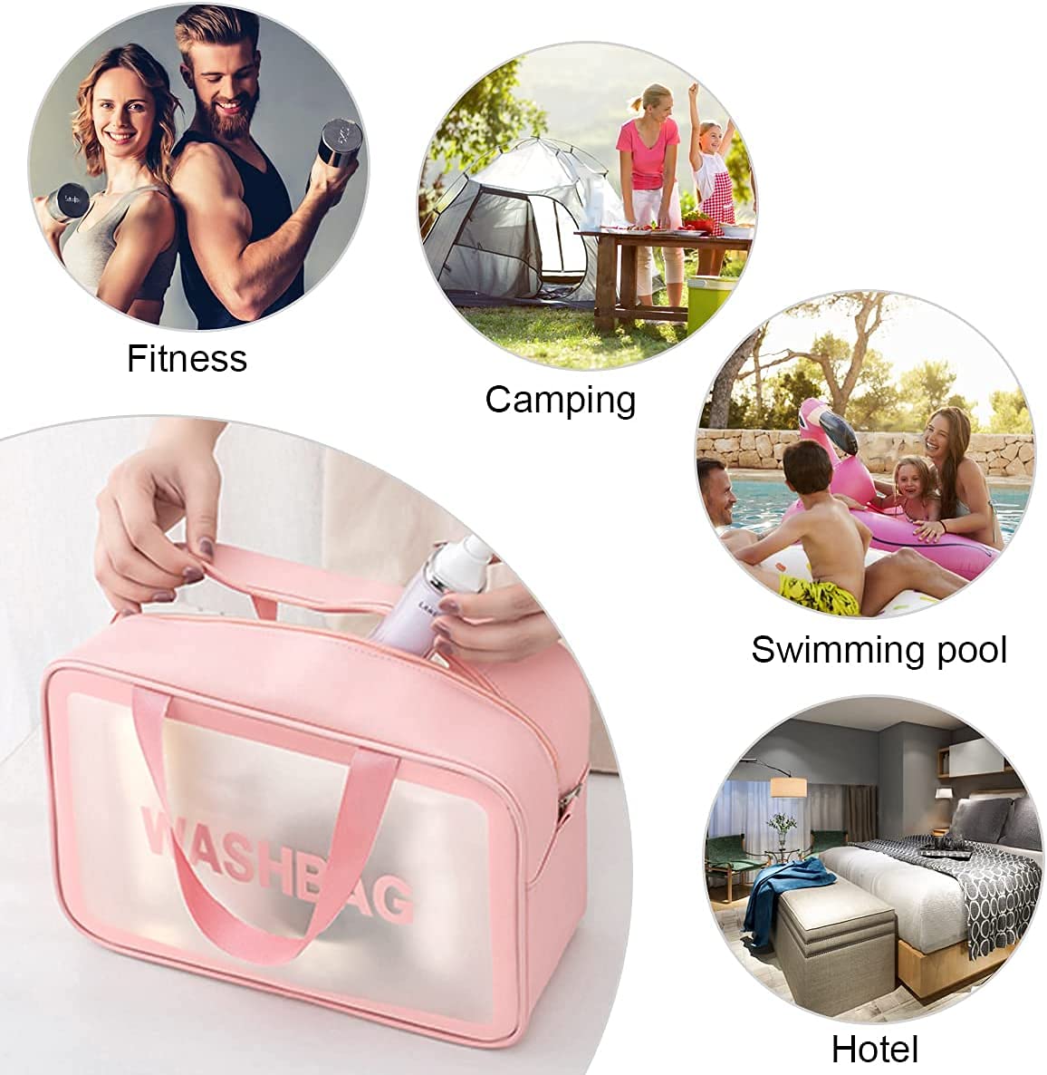 Clear Toiletry Bag - Waterproof PVC Cosmetic Bag with Zipper, Portable Carry Pouch for Women Men