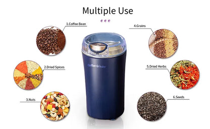 Electric Coffee Grinder Stainless Steel Spice & Nut Grinder for Home Use Easy One-Click Operation, Compact & Portable Design