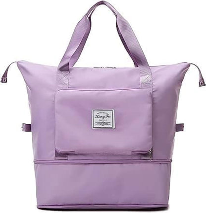 Purple Foldable Travel Duffel Bag, Shopping bag with front pocket Lightweight Waterproof Carry on Luggage Bag