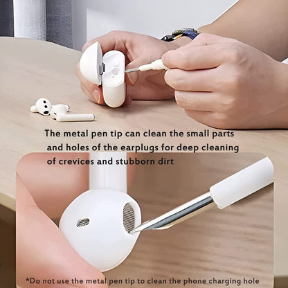 Bluetooth Cleaner White Cleaning Pen with Soft Brush and Flocking Sponge