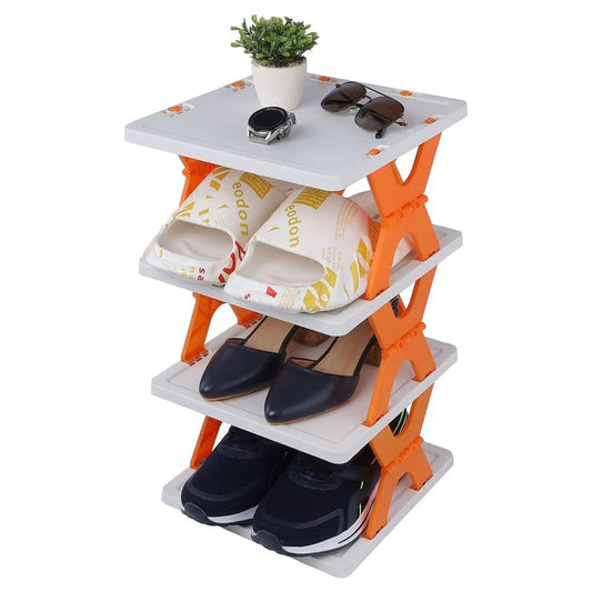 4 Layer Shoe Rack, Stackable Shoe Storage Organizer