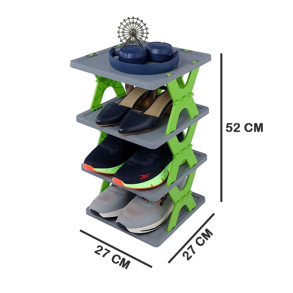 4 Layer Shoe Rack, Stackable Shoe Storage Organizer