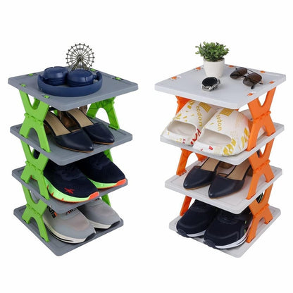 4 Layer Shoe Rack, Stackable Shoe Storage Organizer