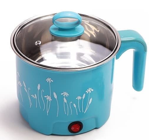 1.8 Litre Electric Mini Cooker Kettle with Glass Lid | Multi-Purpose Cooking Pot for Noodles, Eggs, Rice, Soup, Porridge & More | Portable Steamer & Hot Pot for Home, Office, and Travel