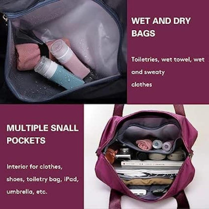 Wine Foldable Travel Duffel Bag, Shopping bag with front pocket Lightweight Waterproof Carry on Luggage Bag