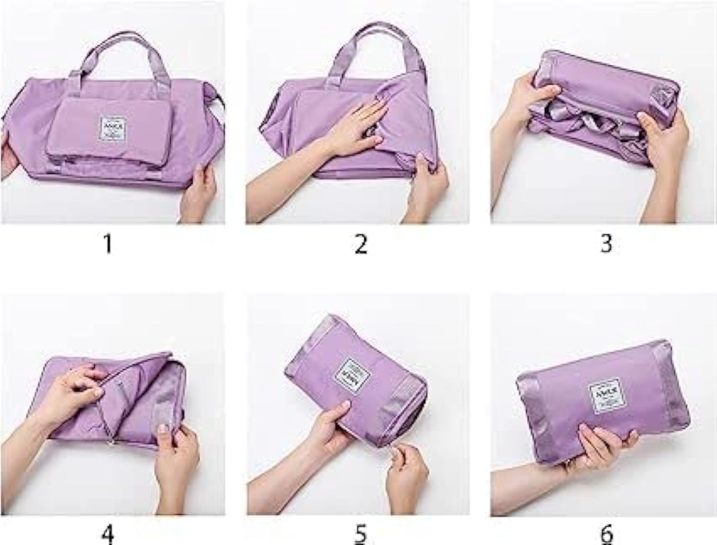 Purple Foldable Travel Duffel Bag, Shopping bag with front pocket Lightweight Waterproof Carry on Luggage Bag