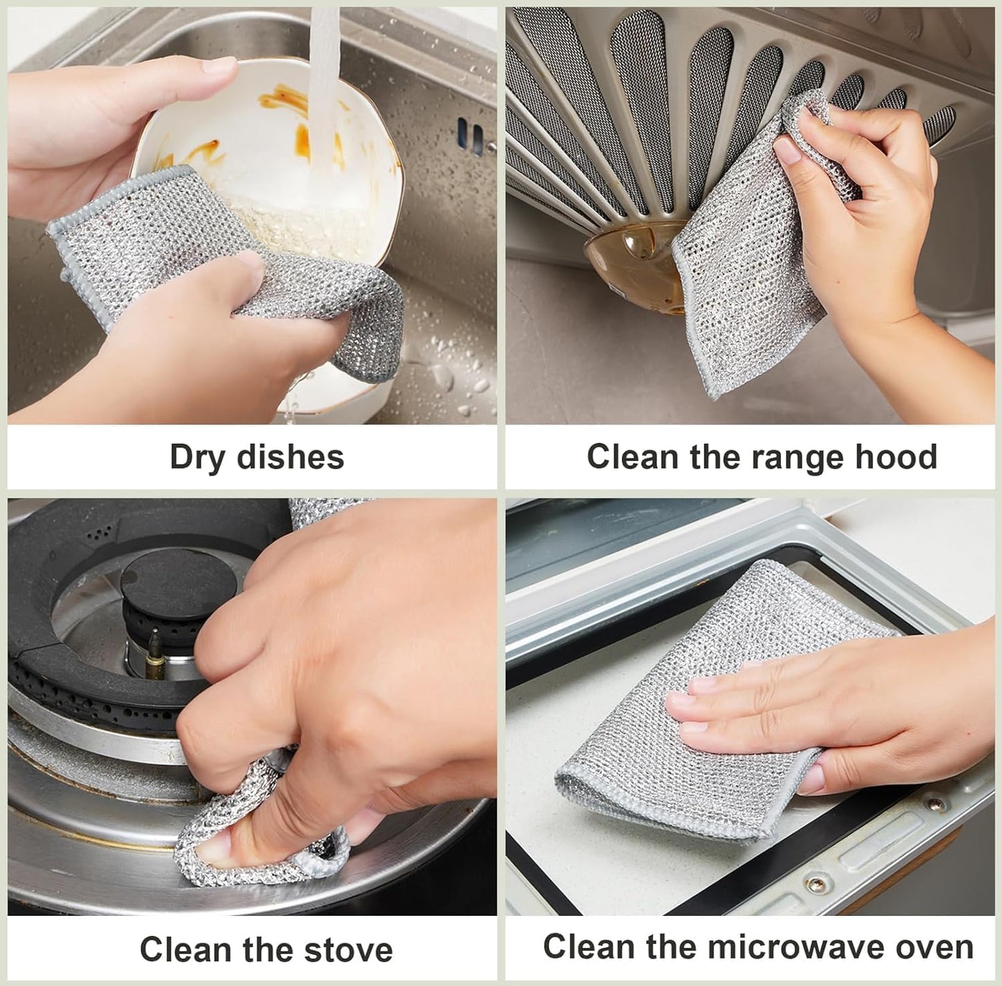 10 pcs Silver Mesh Multipurpose Dishwash Cleaning Cloth: Your Ultimate Kitchen Cleaning Solution