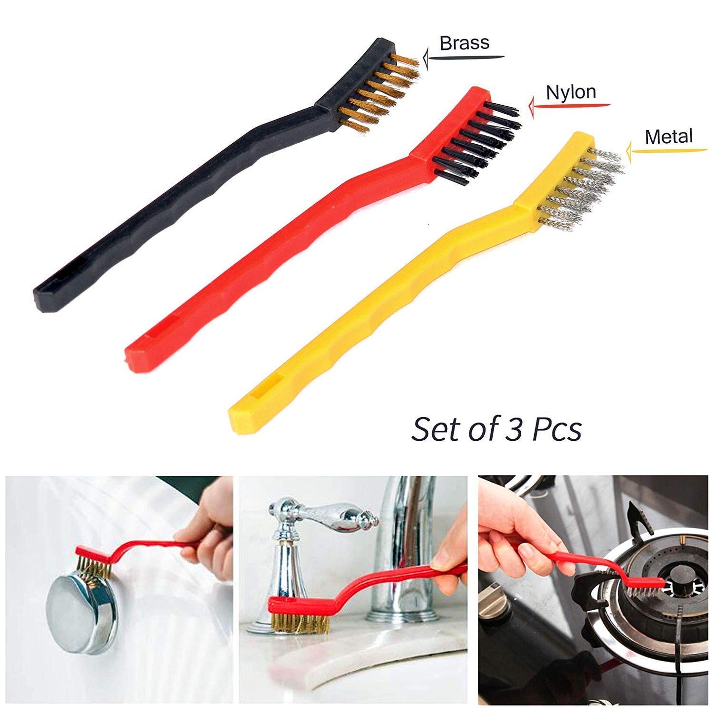 3-Piece Mini Wire Brush Cleaning Tool Kit Versatile Cleaning Made Easy