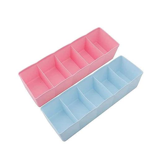 5-Compartments Socks/Handkerchief/Underwear Storage Box - Drawer Closet Organizer 1 Piece