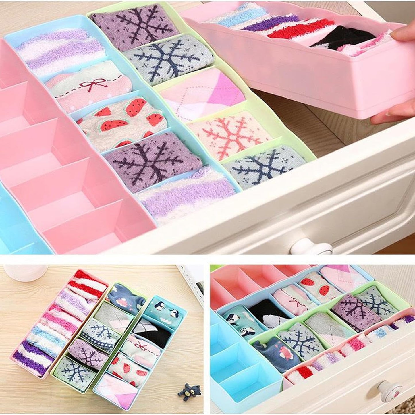 5-Compartments Socks/Handkerchief/Underwear Storage Box - Drawer Closet Organizer 1 Piece