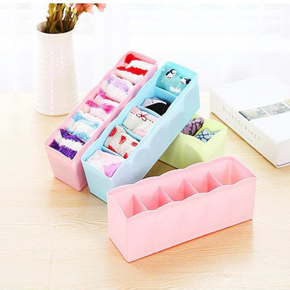 5-Compartments Socks/Handkerchief/Underwear Storage Box - Drawer Closet Organizer 1 Piece