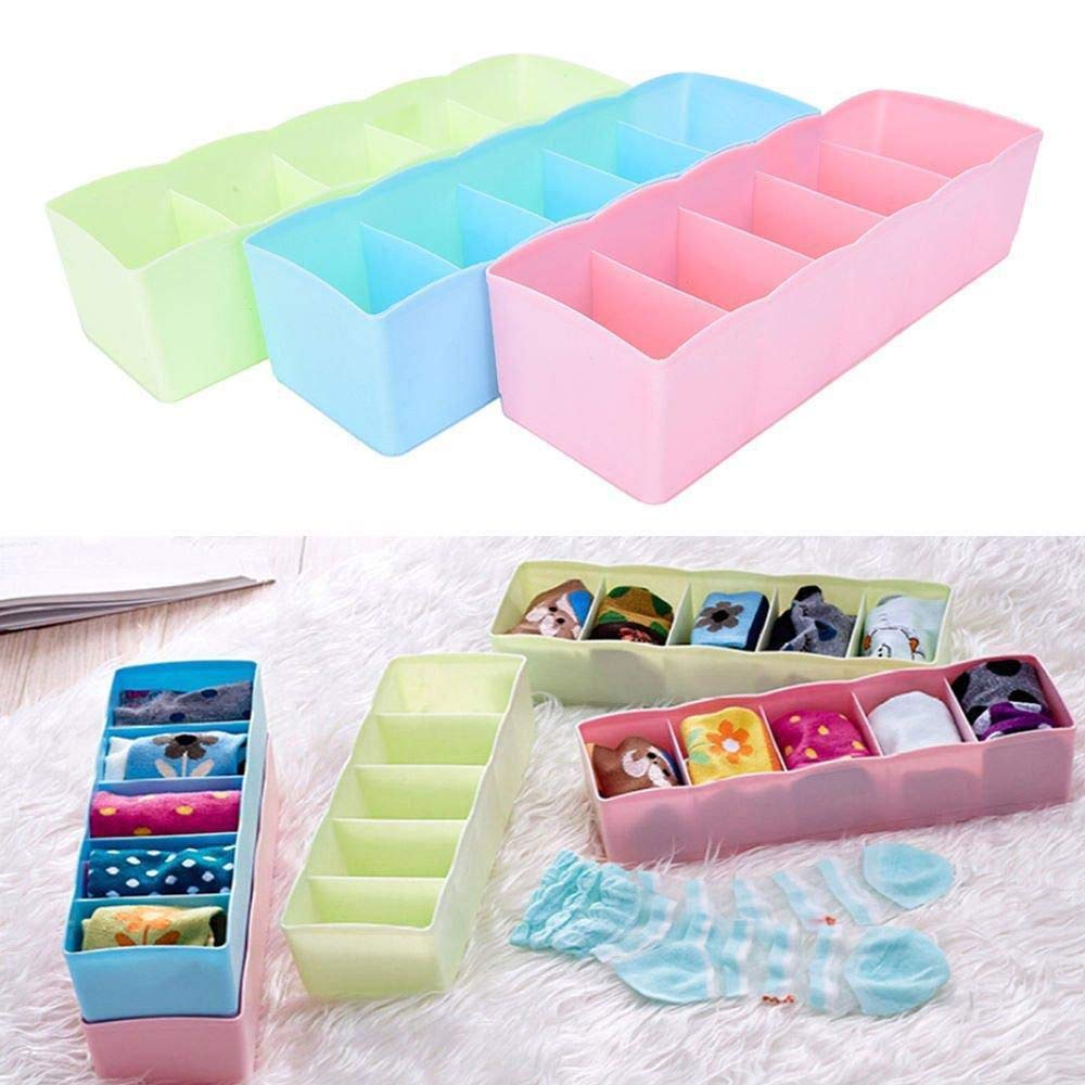 5-Compartments Socks/Handkerchief/Underwear Storage Box - Drawer Closet Organizer 1 Piece