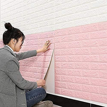 Foam Brick Design 3D Wall Stickers/Wallpaper - Pink