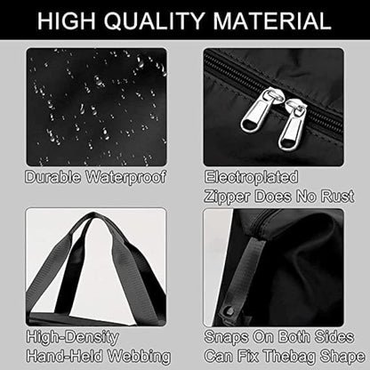 Black Foldable Travel Duffel Bag, Shopping bag with front pocket Lightweight Waterproof Carry on Luggage Bag