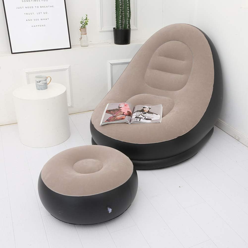 Inflatable Lounge Chair for Adults, Folding Portable Lazy Sofa with Foot Stool