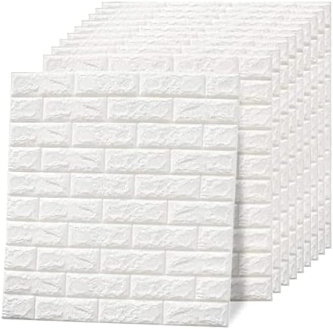 Foam Brick Design 3D Wall Stickers/Wallpaper - White