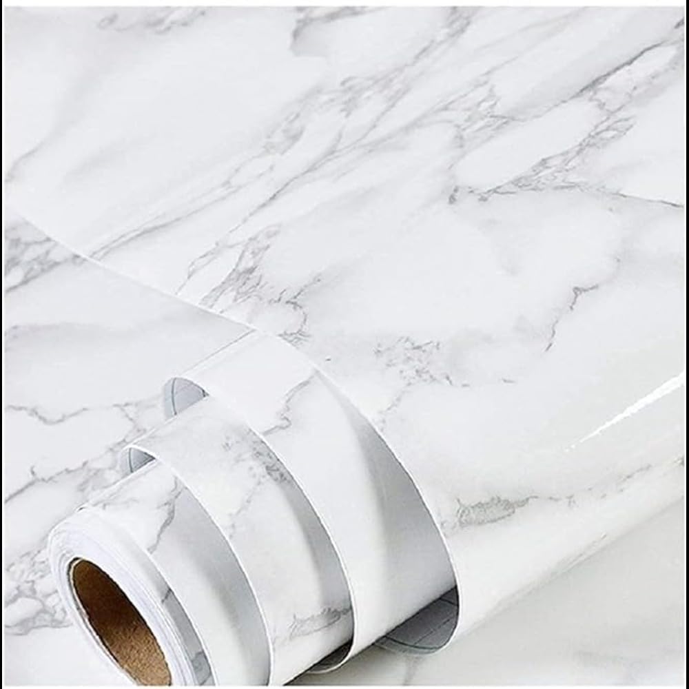 Vinyl Marble Wallpaper Peel and Stick Waterproof Wallpaper -  Marble White