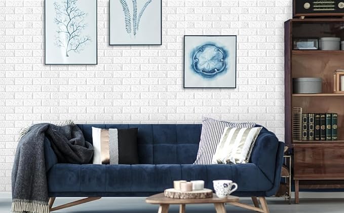 Foam Brick Design 3D Wall Stickers/Wallpaper - White