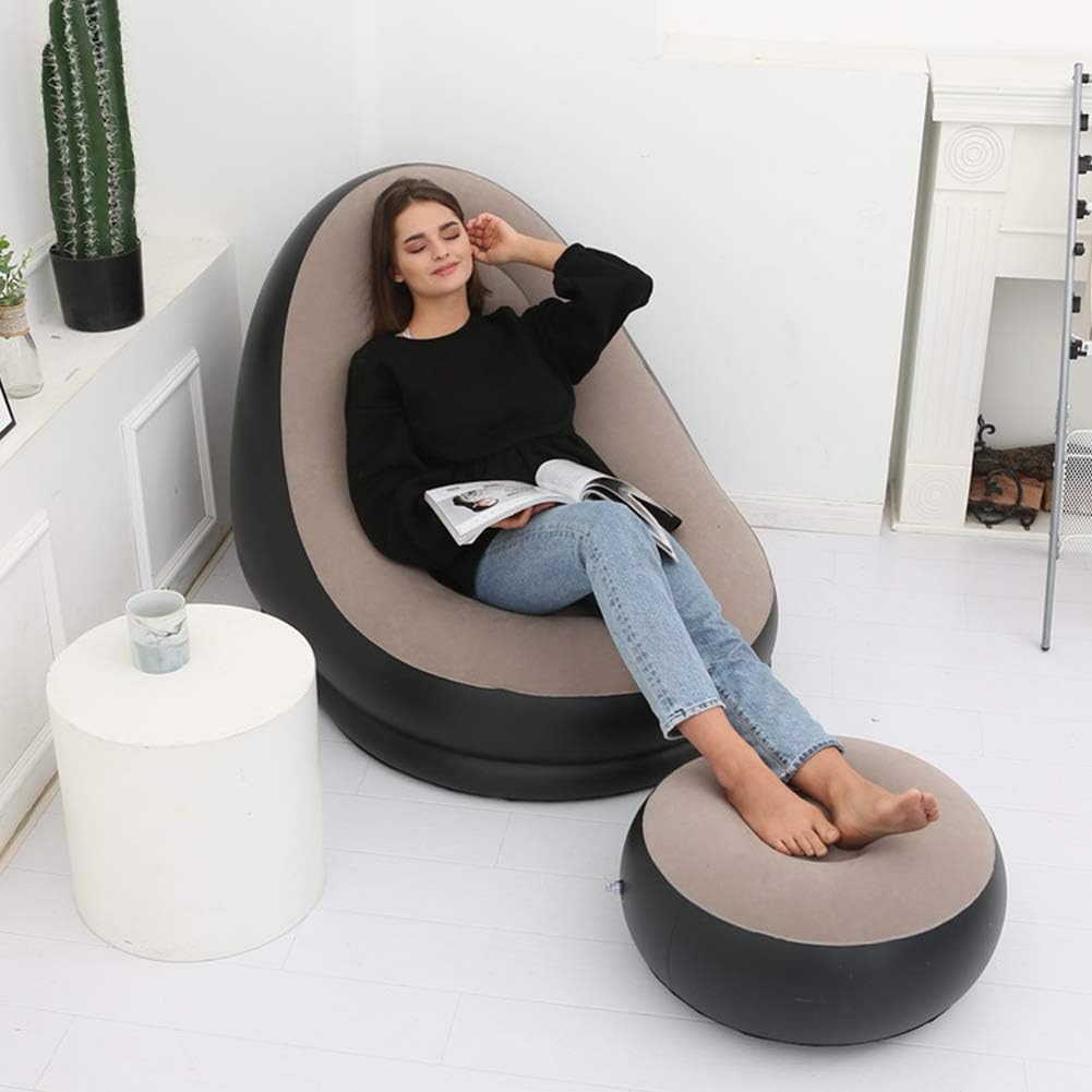 Inflatable Lounge Chair for Adults, Folding Portable Lazy Sofa with Foot Stool