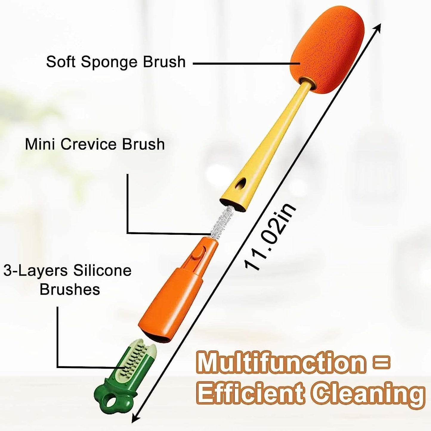 3-in-1 Multi Bottle Cleaning Brush for cleaning bottles, cups, and tumblers.