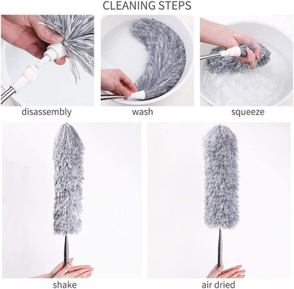 100 Inch Microfiber Feather Duster with Extendable Pole Handle for high areas, window blinds,