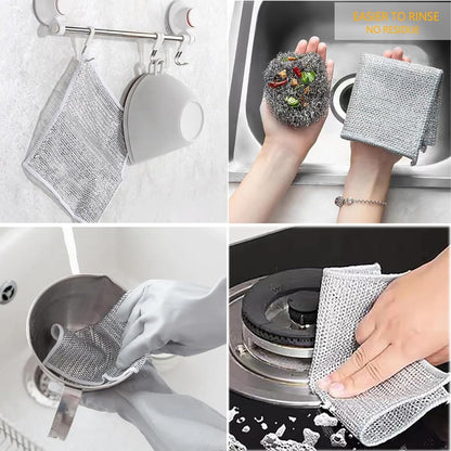 10 pcs Silver Mesh Multipurpose Dishwash Cleaning Cloth: Your Ultimate Kitchen Cleaning Solution