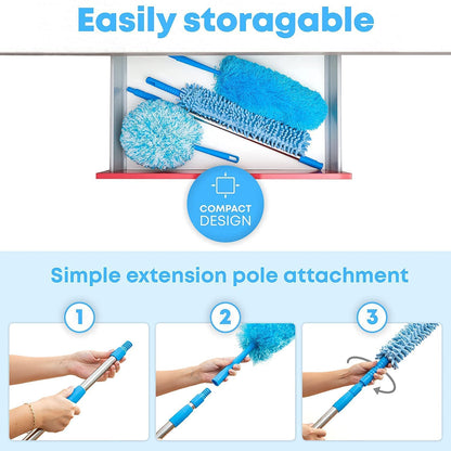 Flexible Fan Cleaning Duster for multi-purpose cleaning home, kitchen, car, and office.